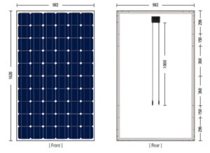 250w solar panel size