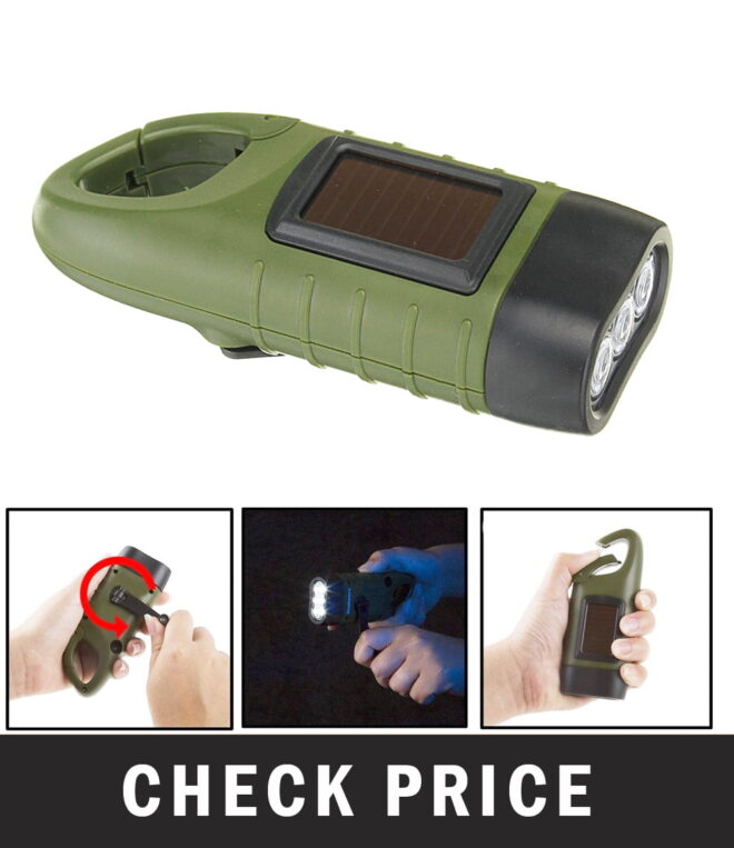 MECO Hand Cranking Solar Powered Rechargeable Flashlight